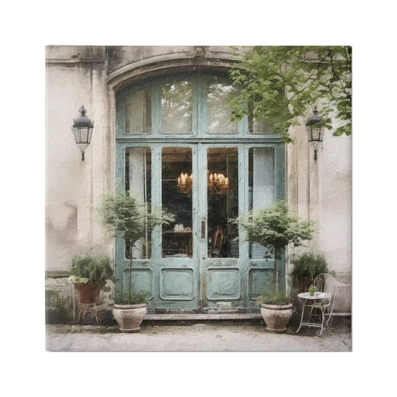 Stupell Industries Sage French Doors Travel & Places Photography Gallery Wrapped Canvas Art Print Wall Art, 17 x 17