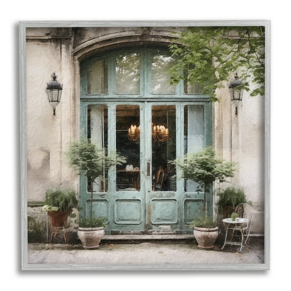Stupell Industries Sage French Doors Travel & Places Photography Gray Framed Art Print Wall Art, 17 x 17