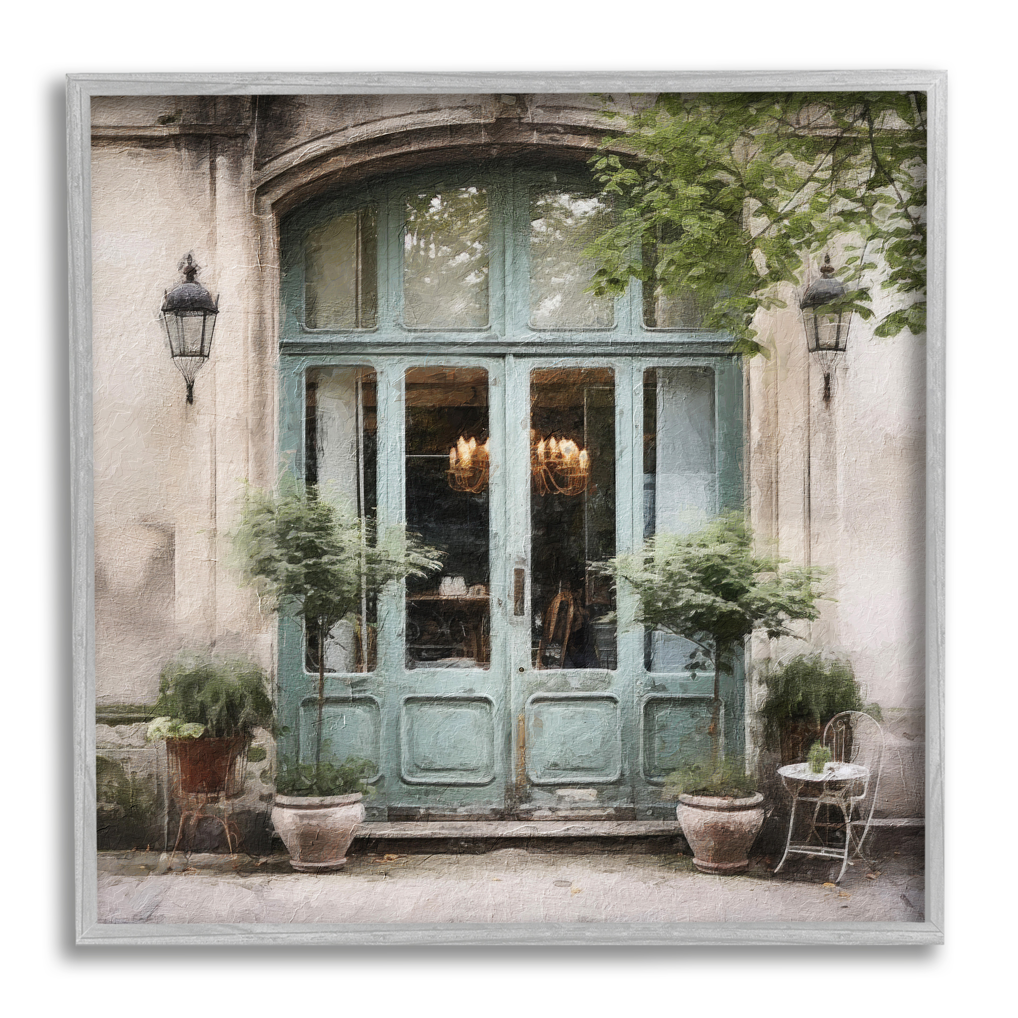 Stupell Industries Sage French Doors Travel & Places Photography Gray Framed Art Print Wall Art, 24 x 24