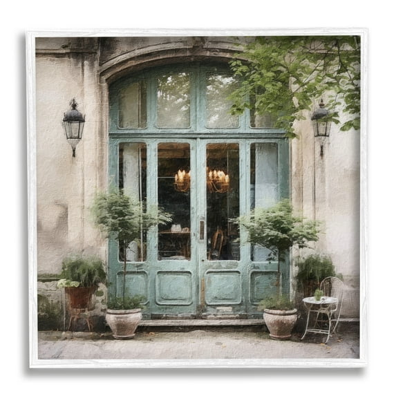 Stupell Industries Sage French Doors Travel & Places Photography White Framed Art Print Wall Art, 12 x 12