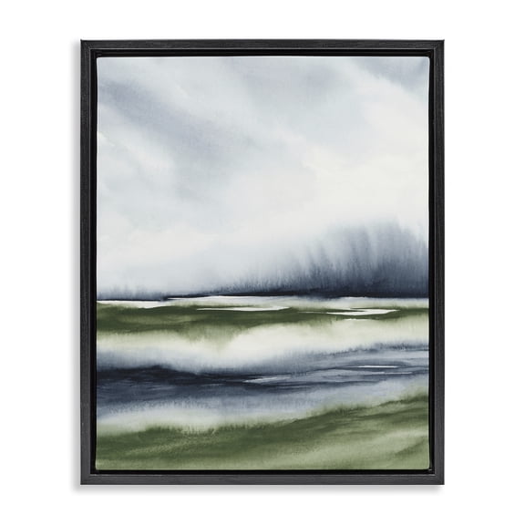 Stupell Industries Sage Shadows Landscape Black Framed Floater Canvas Wall Art design by 1x, 21 x 17
