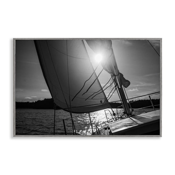 Stupell Industries Sail Against The Sky Transportation Photography Gray Framed Art Print Wall Art, 18 x 12
