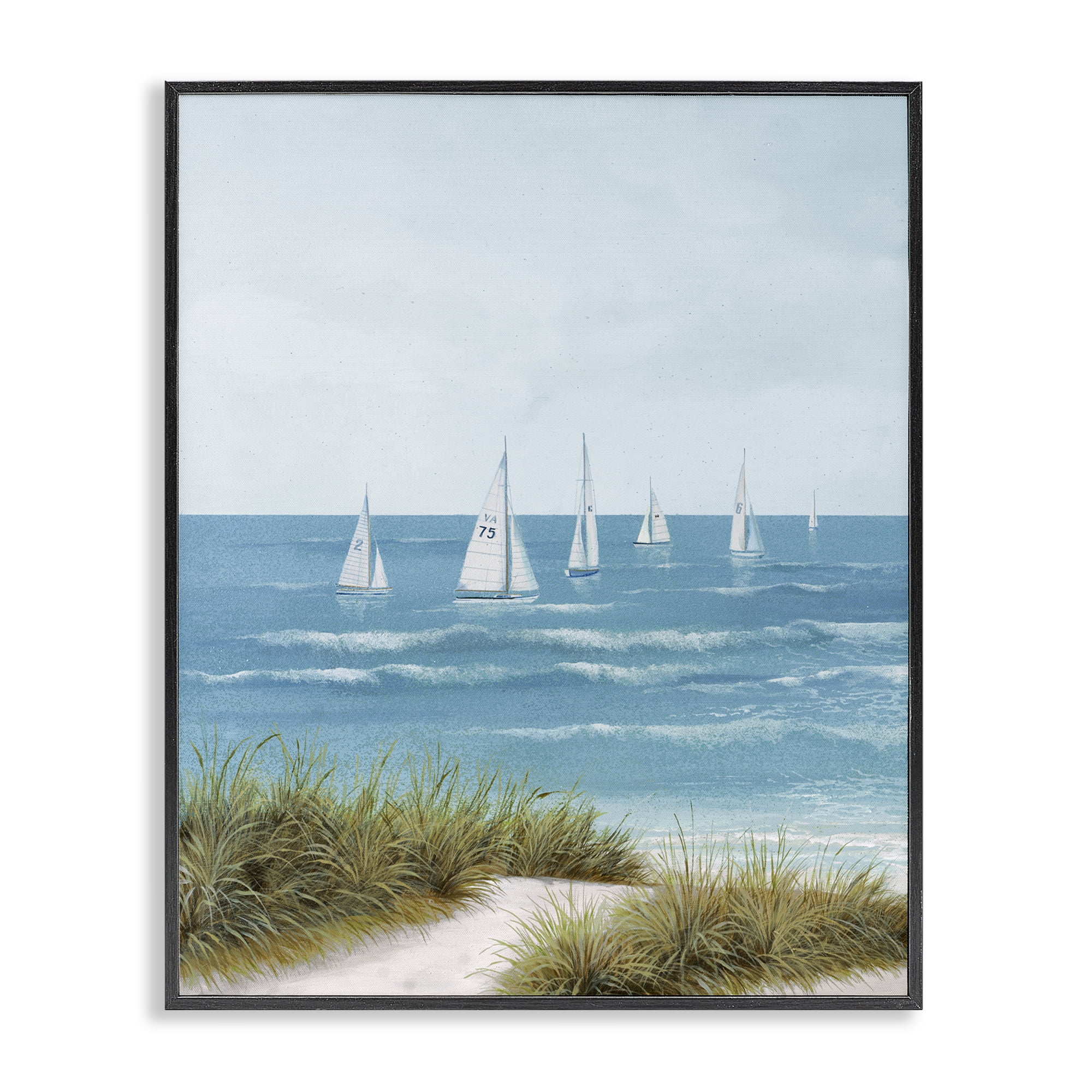 Stupell Industries Sail Away Beach Seascape Black Framed Giclee Art, design by Lorenzo Collective