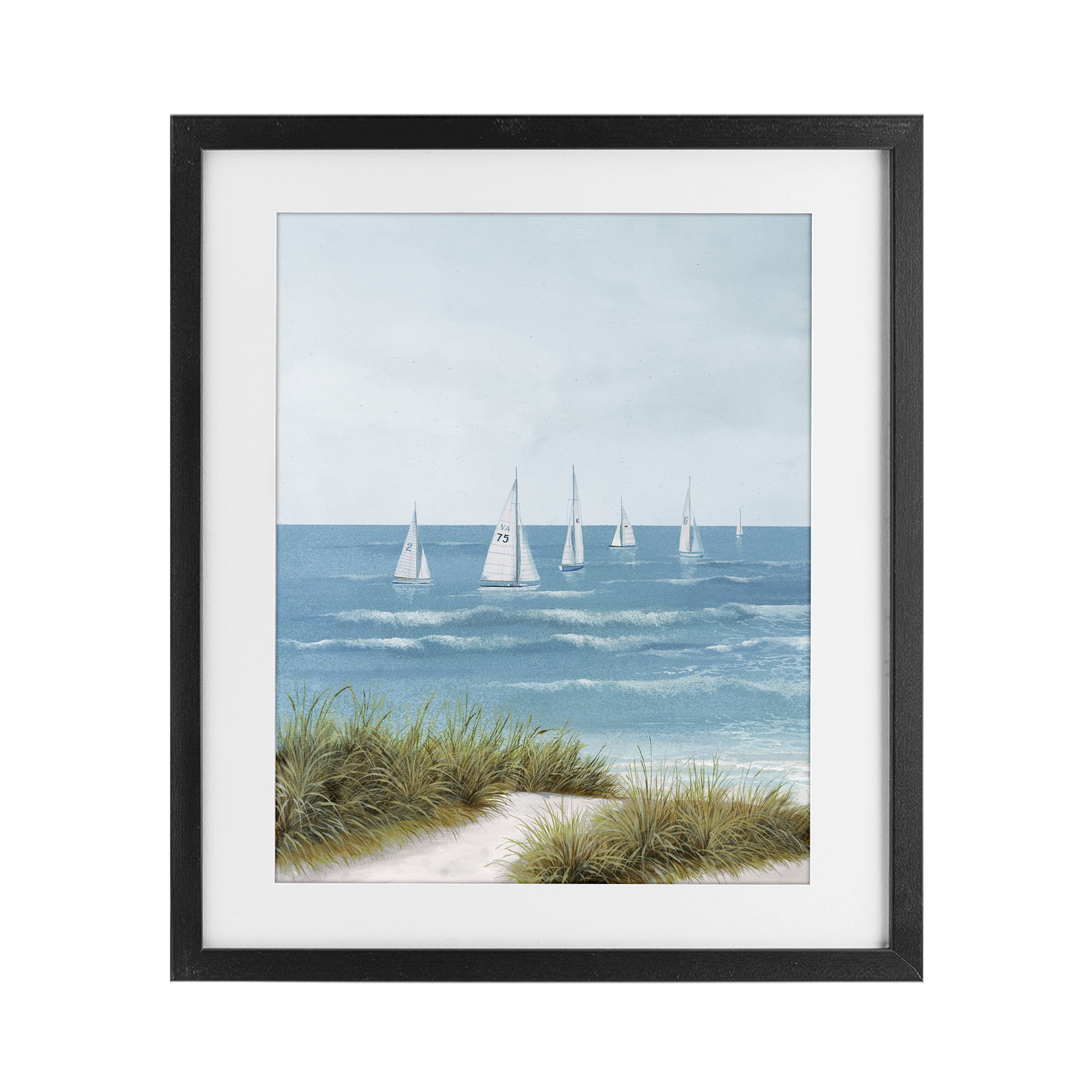 Stupell Industries Sail Away Beach Seascape Black Framed Print Under Glass, design by Lorenzo Collective