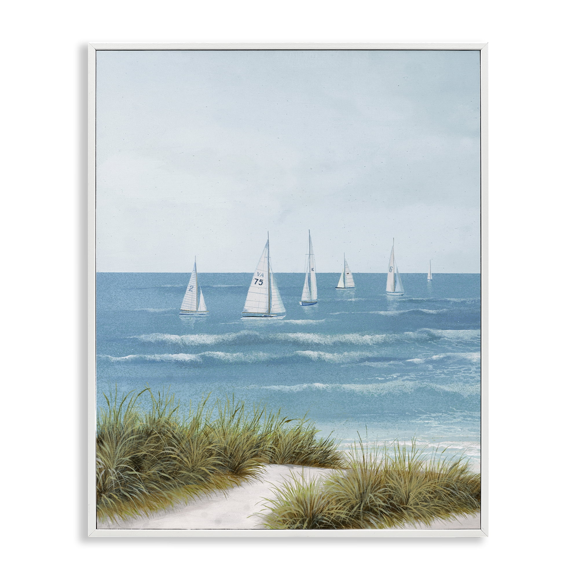 Stupell Industries Sail Away Beach Seascape White Framed Giclee Art, design by Lorenzo Collective