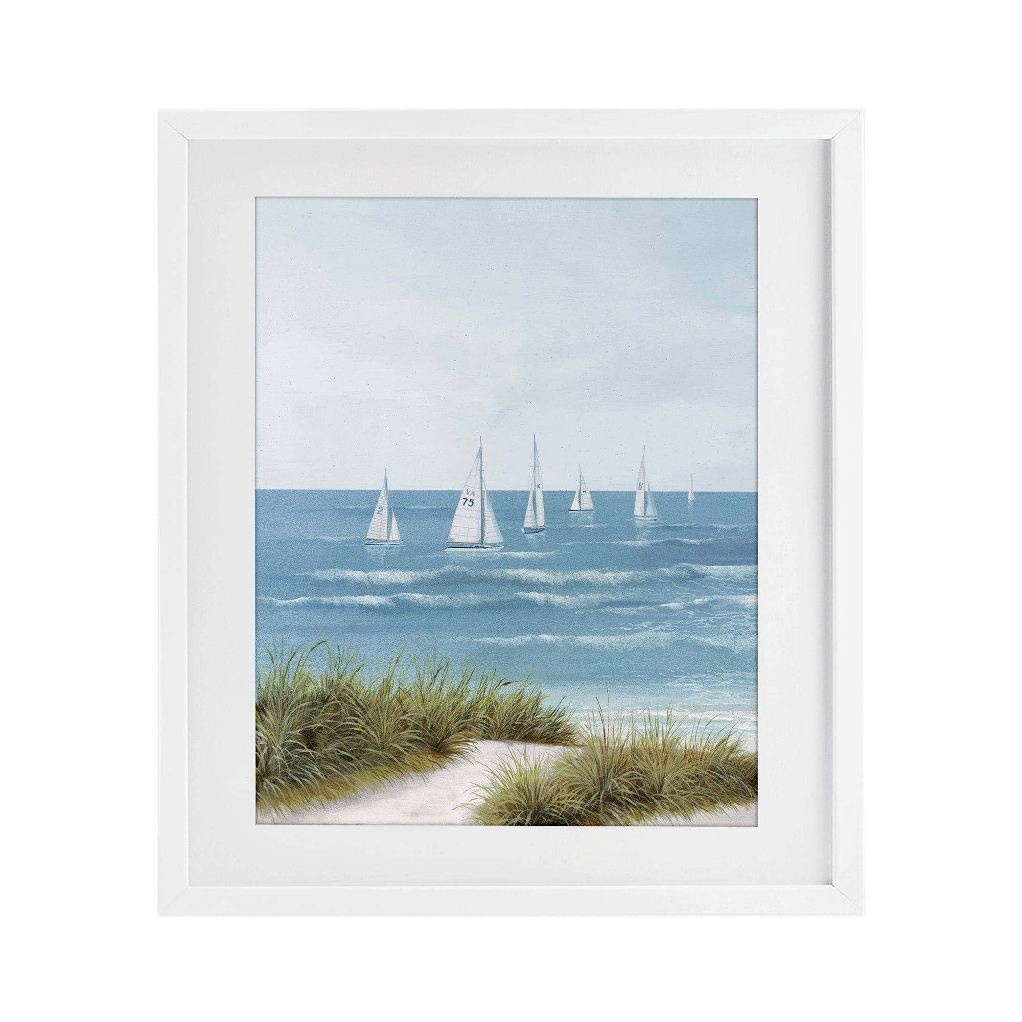 Stupell Industries Sail Away Beach Seascape White Framed Print Under Glass, design by Lorenzo Collective