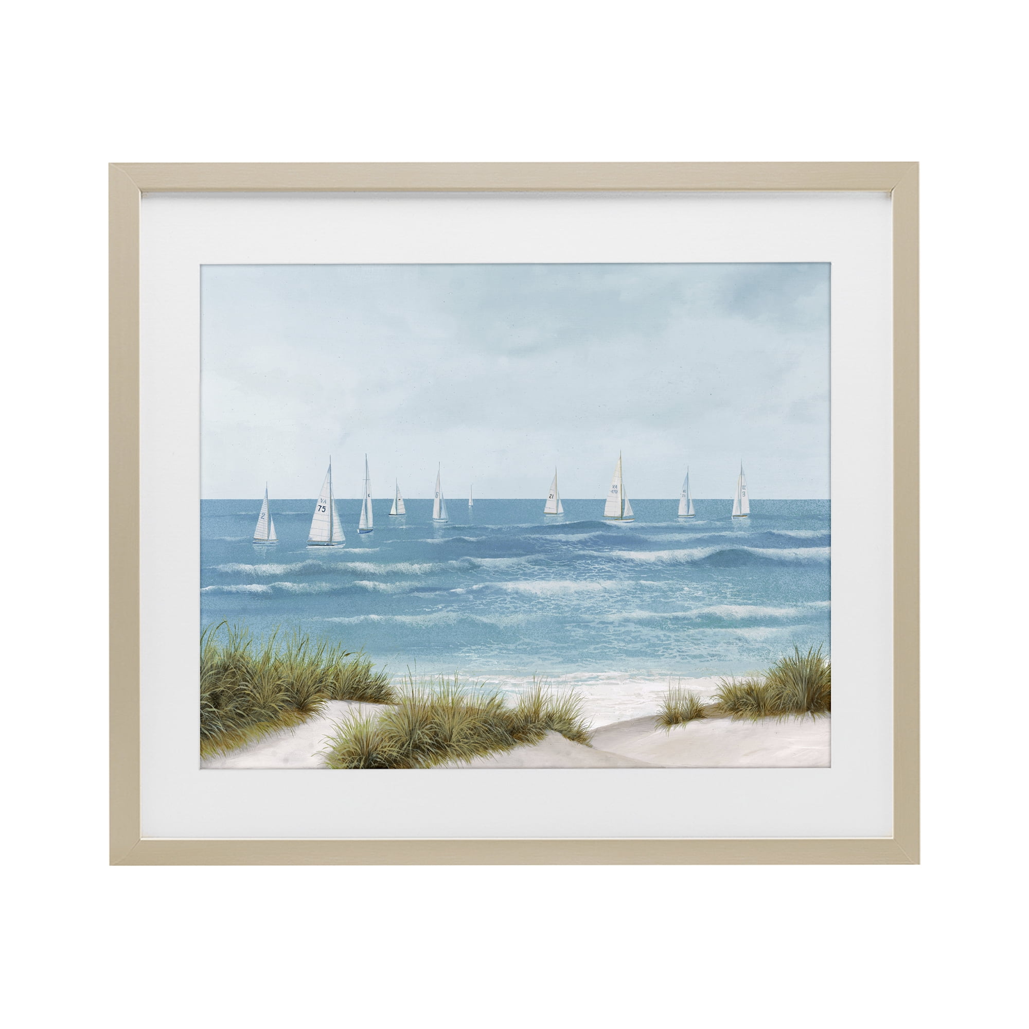 Stupell Industries Sail Away Seaside Boats Birch Framed Print Under Glass, design by Lorenzo Collective