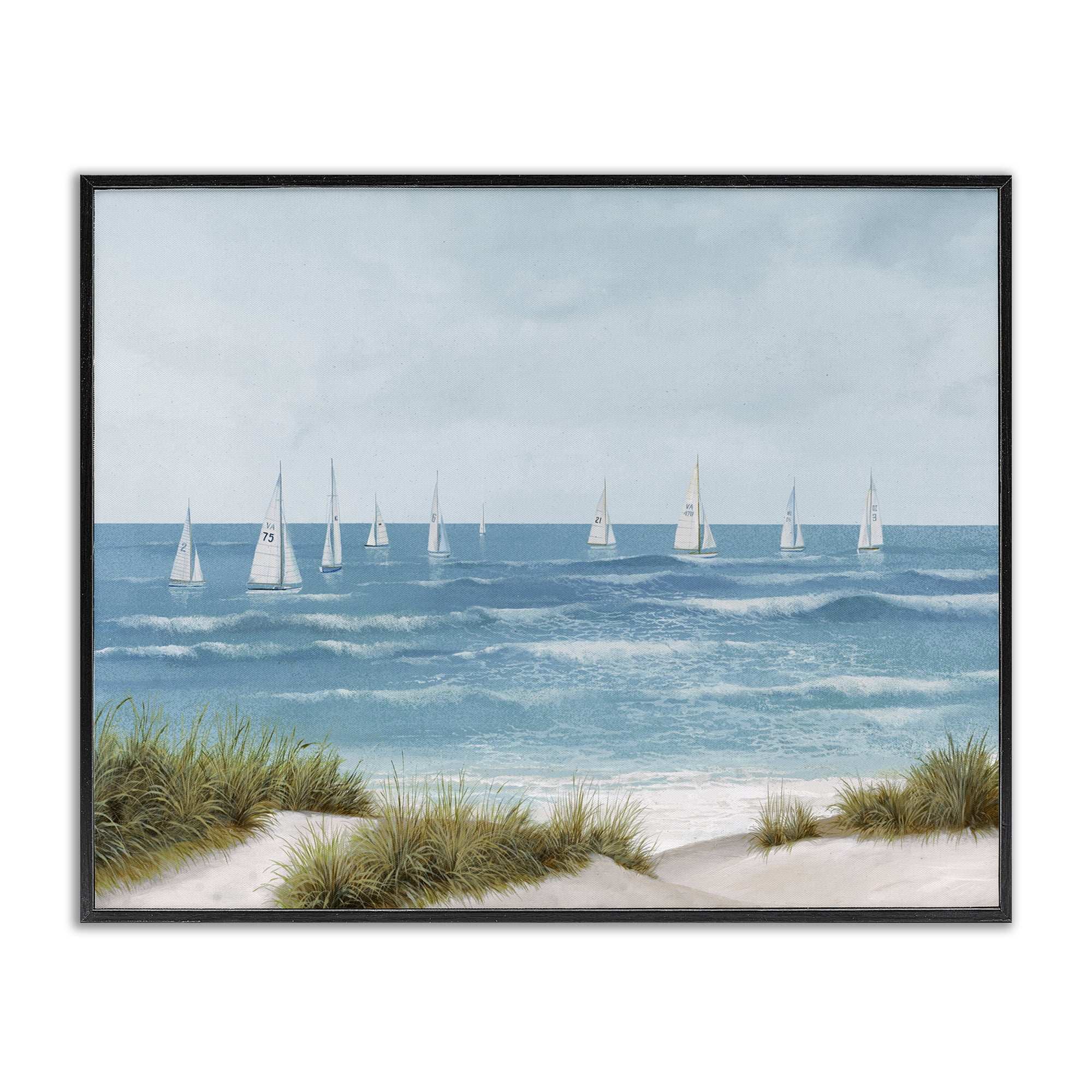 Stupell Industries Sail Away Seaside Boats Black Framed Giclee Art, design by Lorenzo Collective