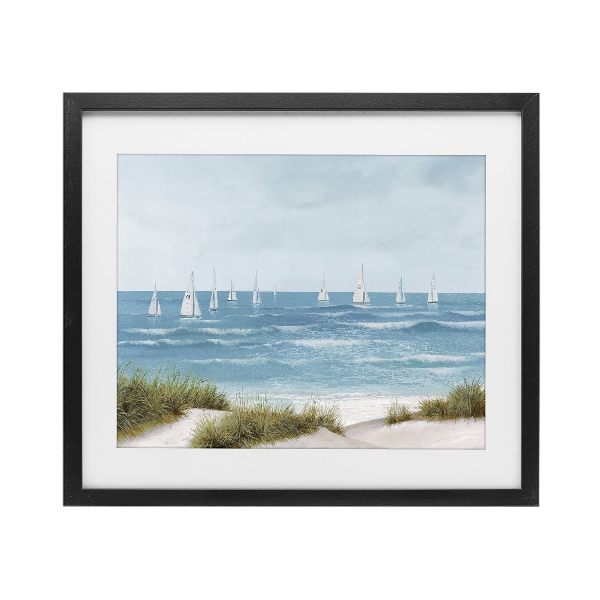 Stupell Industries Sail Away Seaside Boats Black Framed Print Under Glass, design by Lorenzo Collective