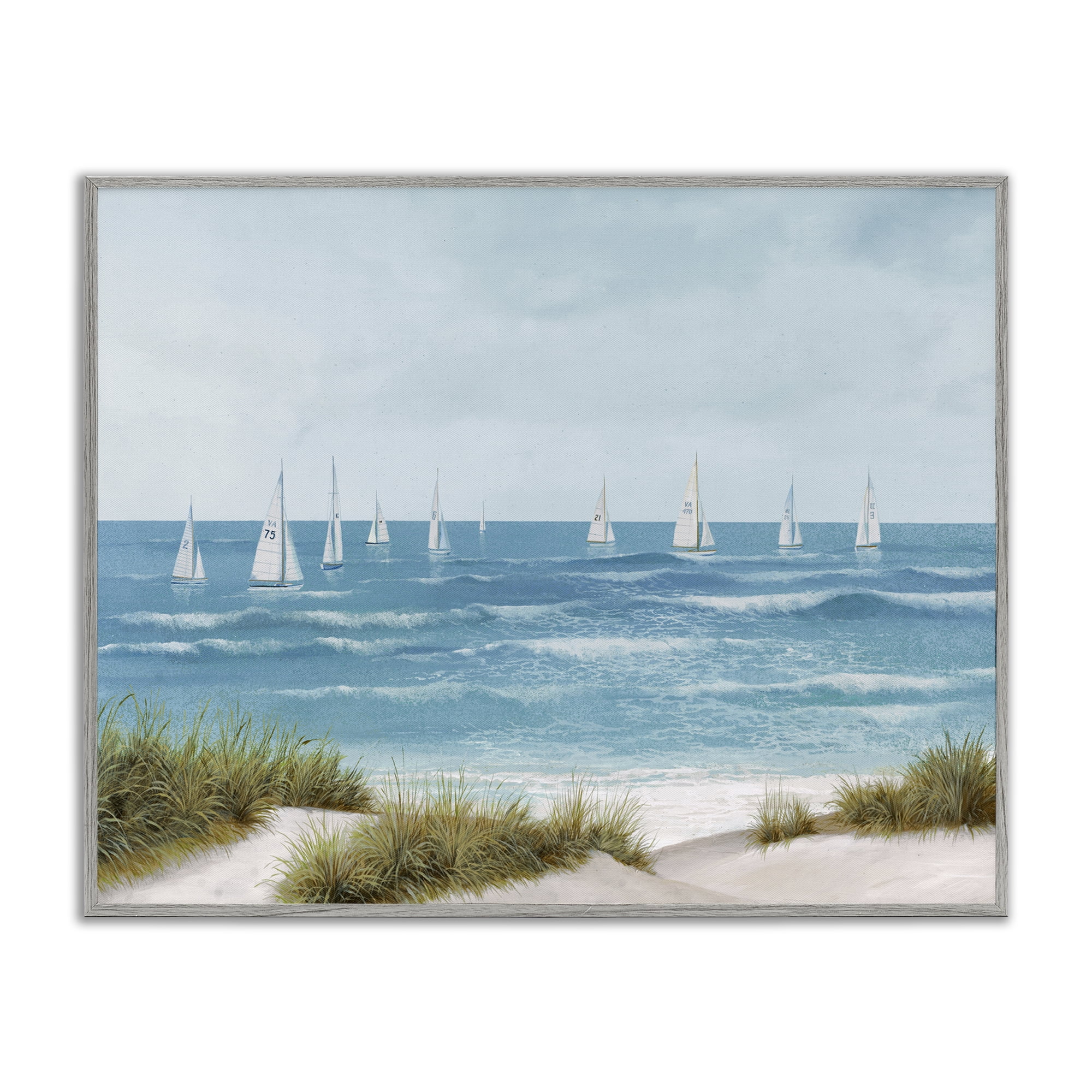Stupell Industries Sail Away Seaside Boats Gray Framed Giclee Art, design by Lorenzo Collective