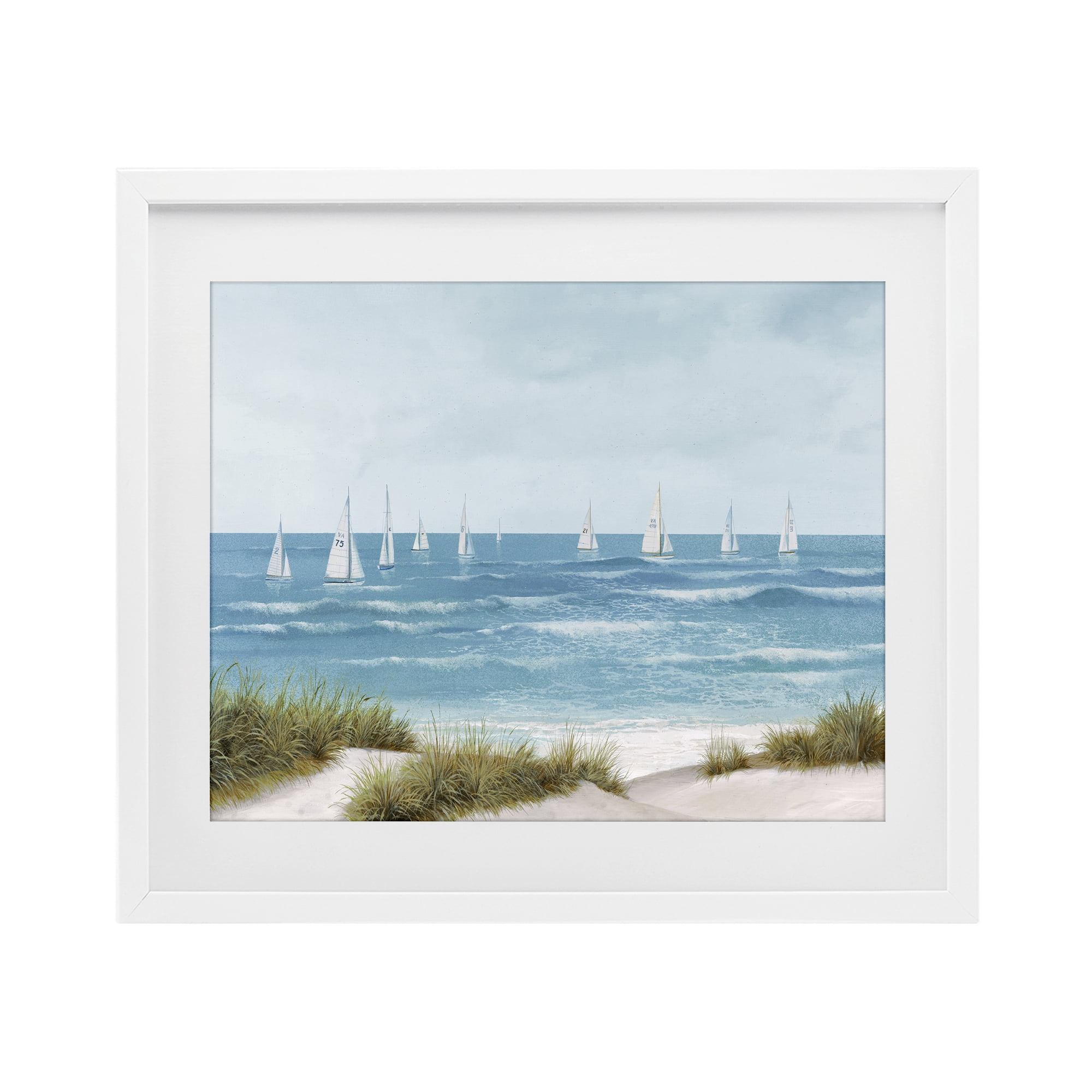 Stupell Industries Sail Away Seaside Boats White Framed Print Under Glass, design by Lorenzo Collective