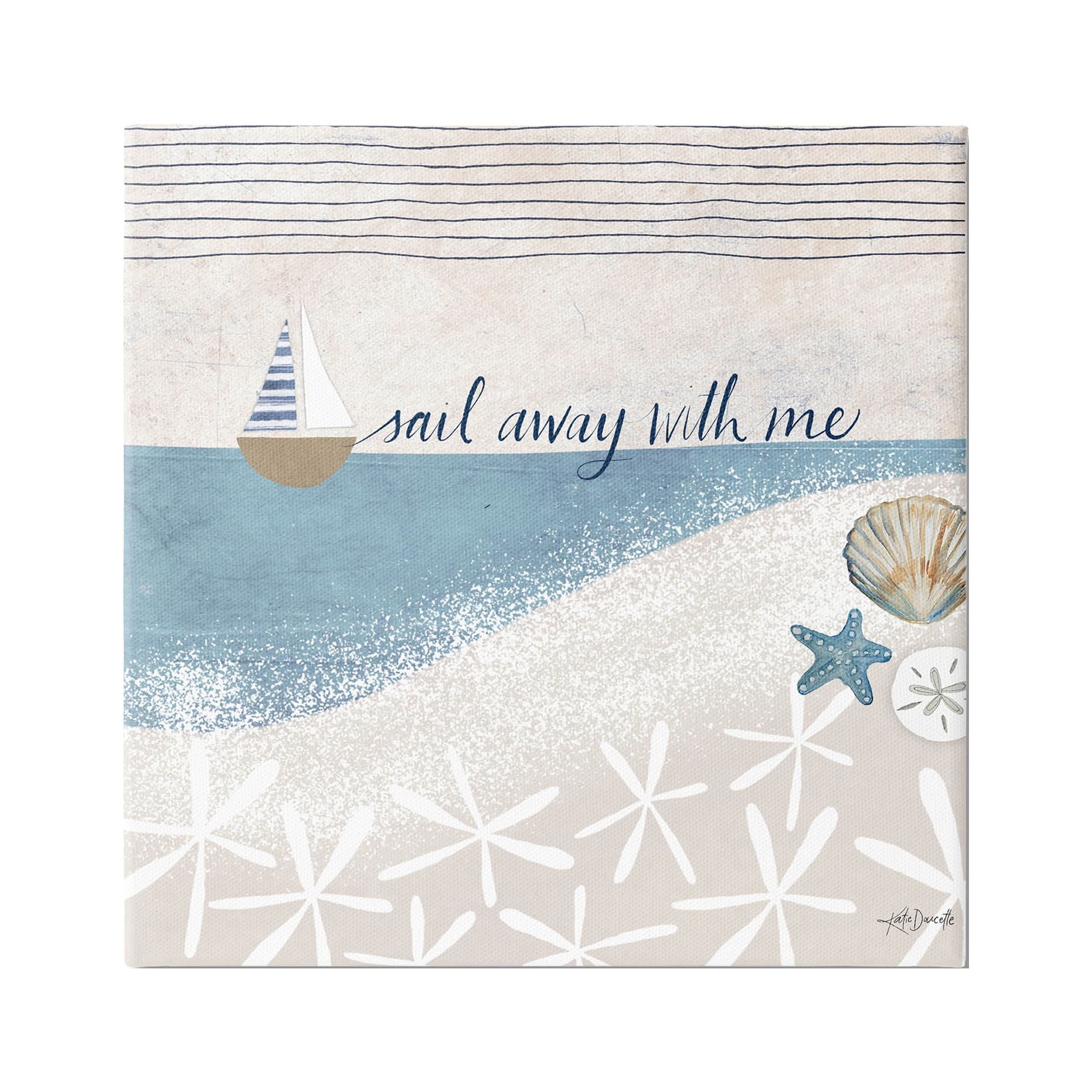 Stupell Industries Sail Away With Me Patterned Beach Graphic Art Gallery Wrapped Canvas Print Wall Art, Design by Katie Doucette