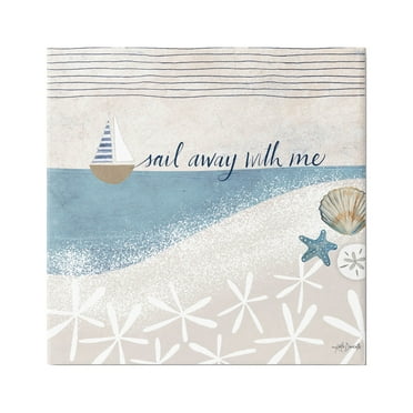 Stupell Industries Sail Away With Me Patterned Beach Graphic Art Gallery Wrapped Canvas Print Wall Art, Design by Katie Doucette