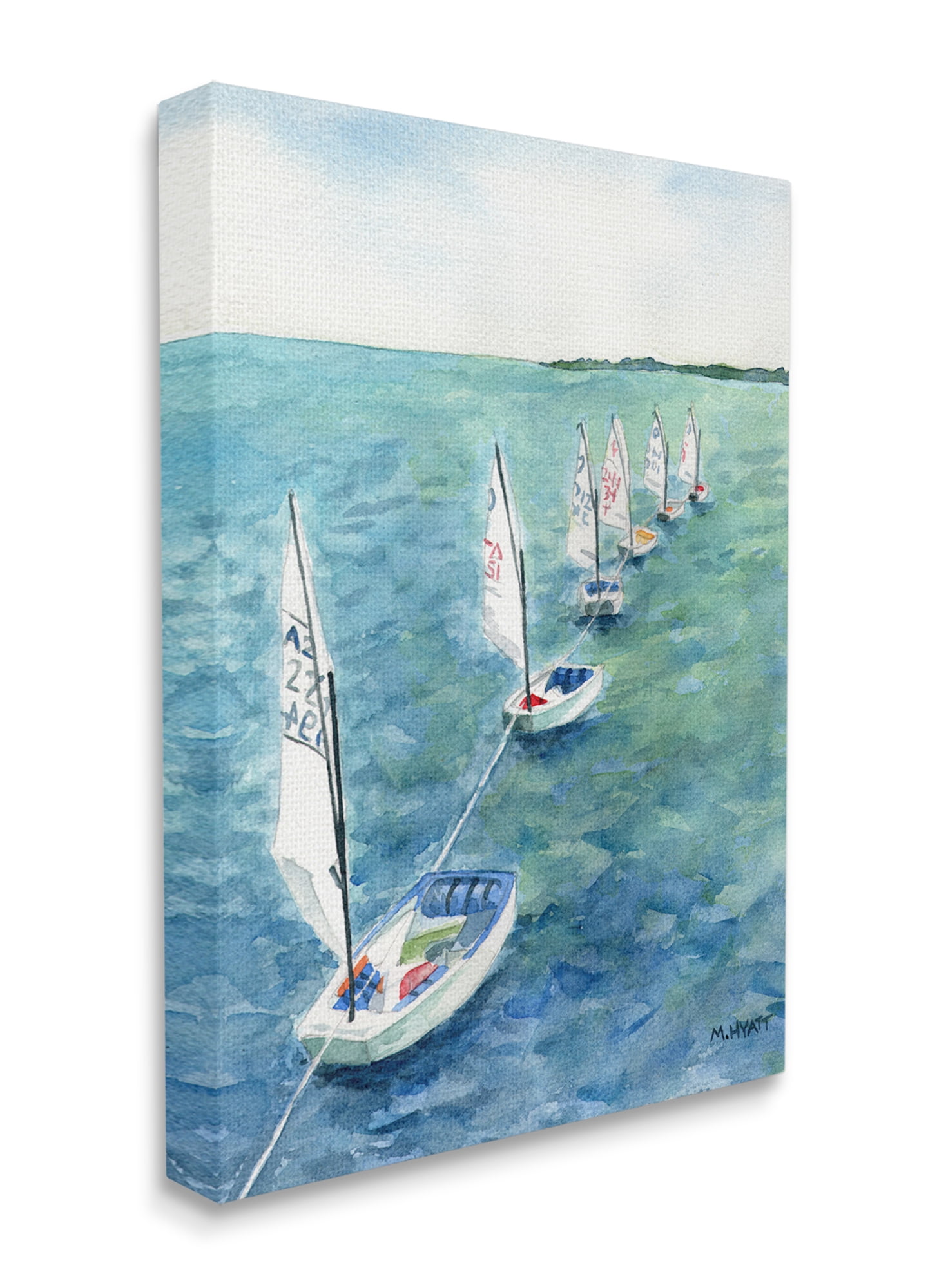 Stupell Industries Sail Boats Floating in a Row Coastal Landscape Canvas Wall Art, 16 x 20, Design by Melissa Hyatt LLC