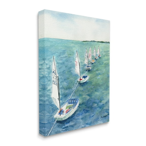 Stupell Industries Sail Boats Floating in a Row Coastal Landscape Canvas Wall Art, 36 x 48, Design by Melissa Hyatt LLC