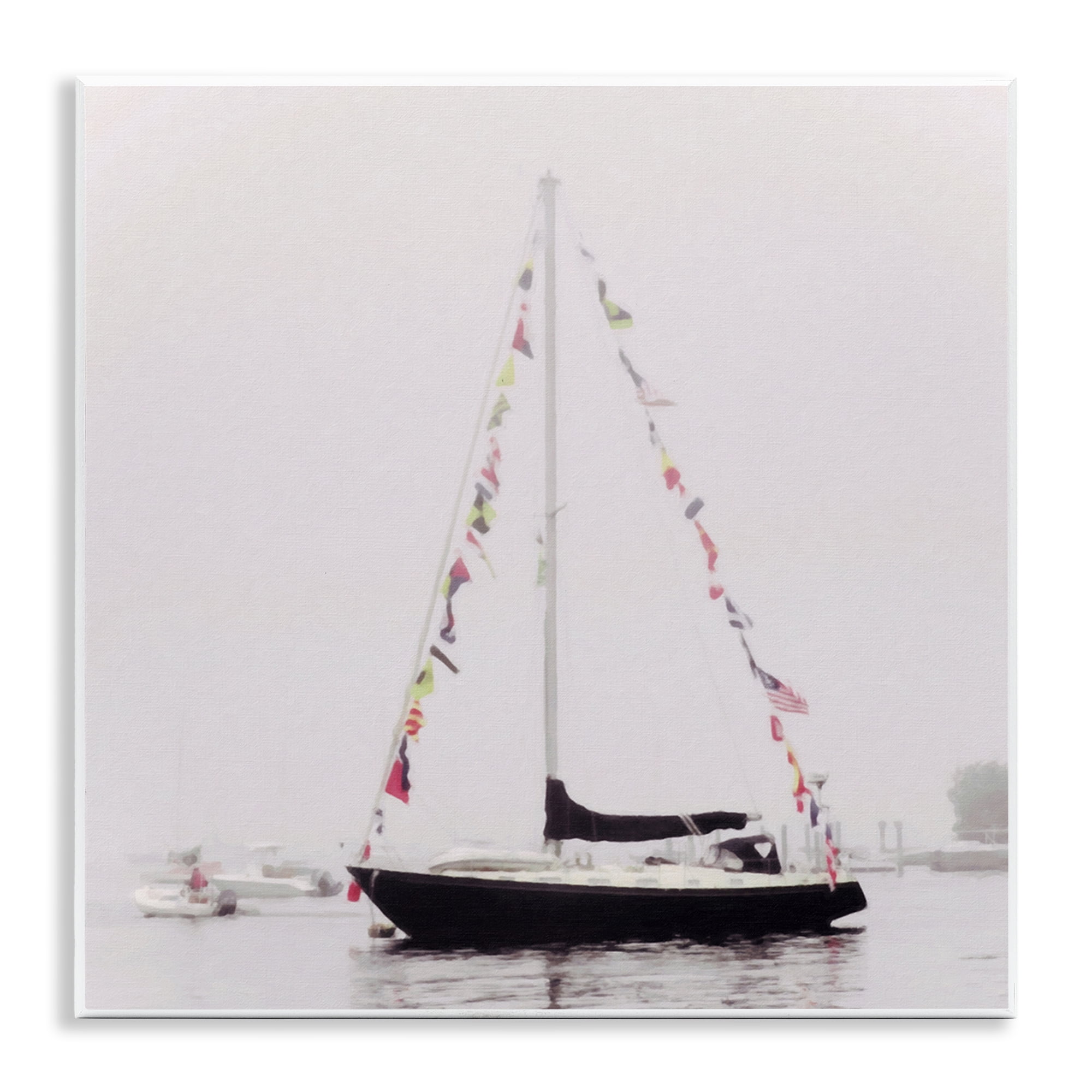 Stupell Industries Sail Flags in Harbor Nautical & Beach Photography Unframed Art Print Wall Art, 12 x 12