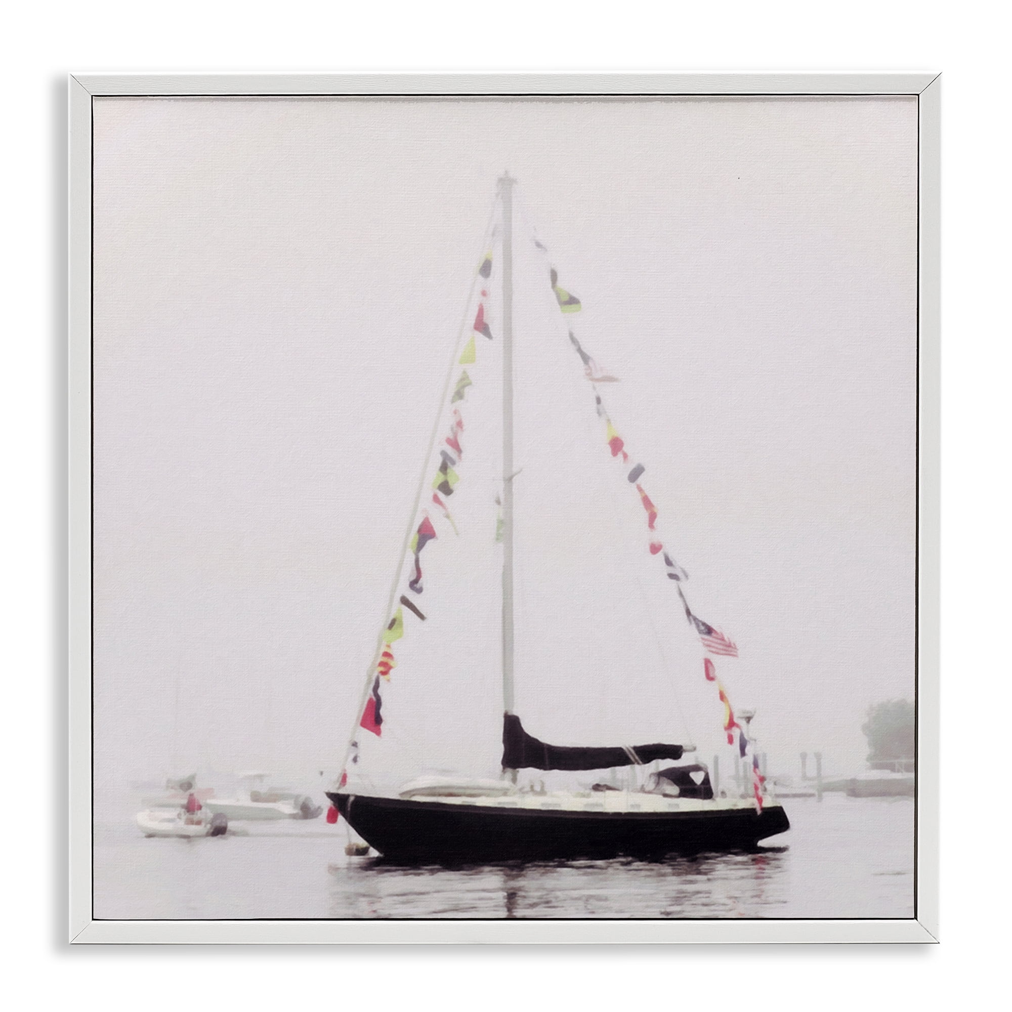 Stupell Industries Sail Flags in Harbor Nautical & Beach Photography White Framed Art Print Wall Art, 24 x 24