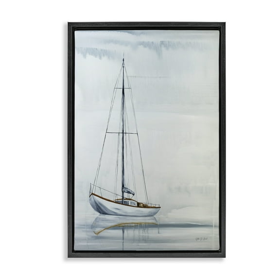 Stupell Industries Sail The Horizon Transportation Painting Black Floater Framed Canvas Art Print Wall Art, 17 x 25