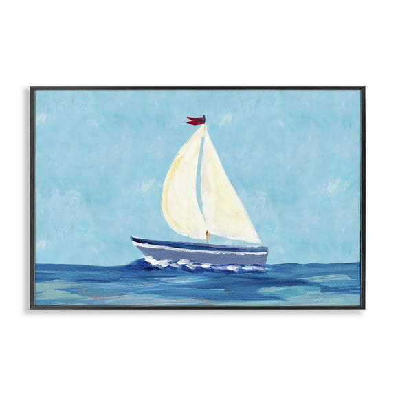 Stupell Industries Sail The Sea Transportation Painting Black Framed Art Print Wall Art, 18 x 12