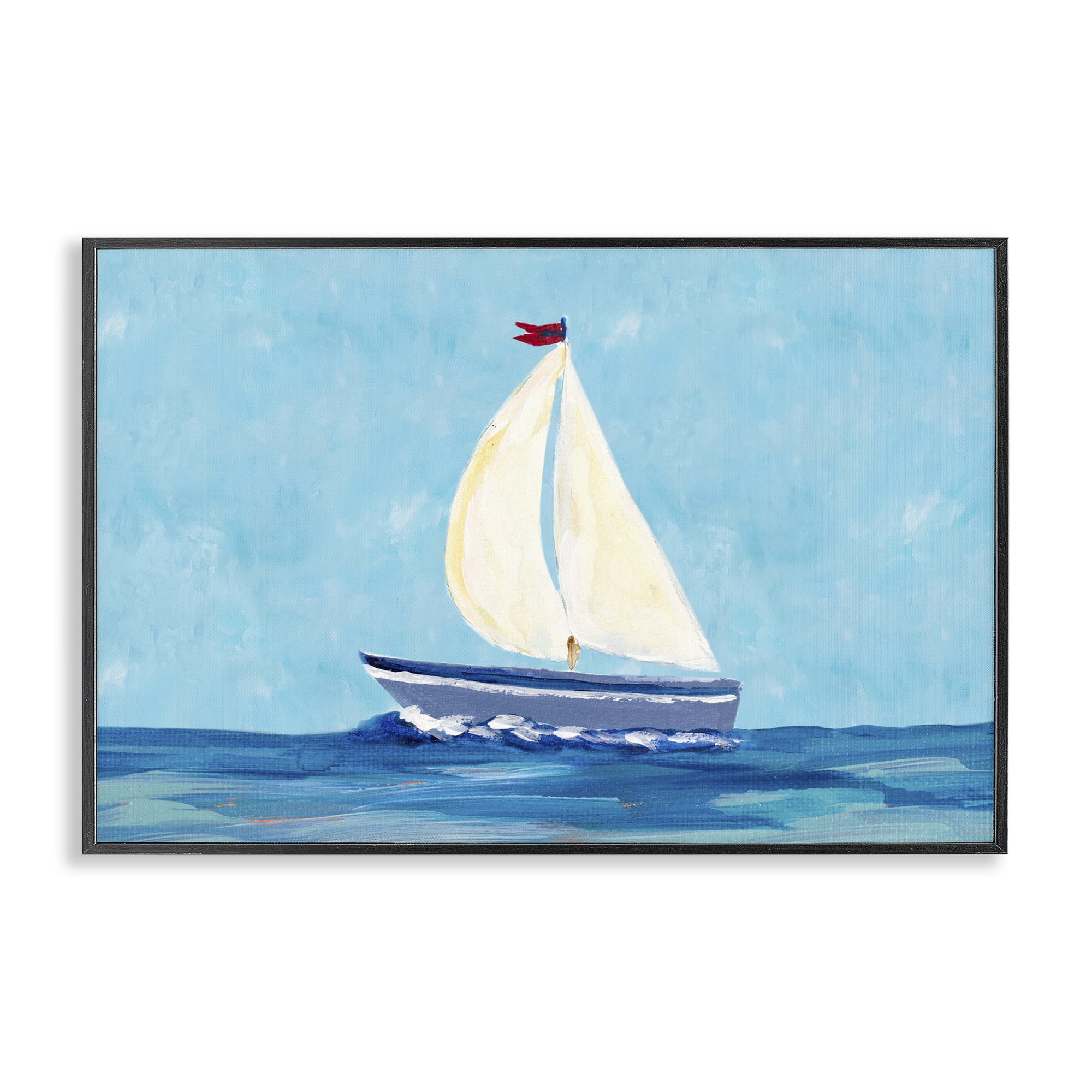 Stupell Industries Sail The Sea Transportation Painting Black Framed Art Print Wall Art, 30 x 20