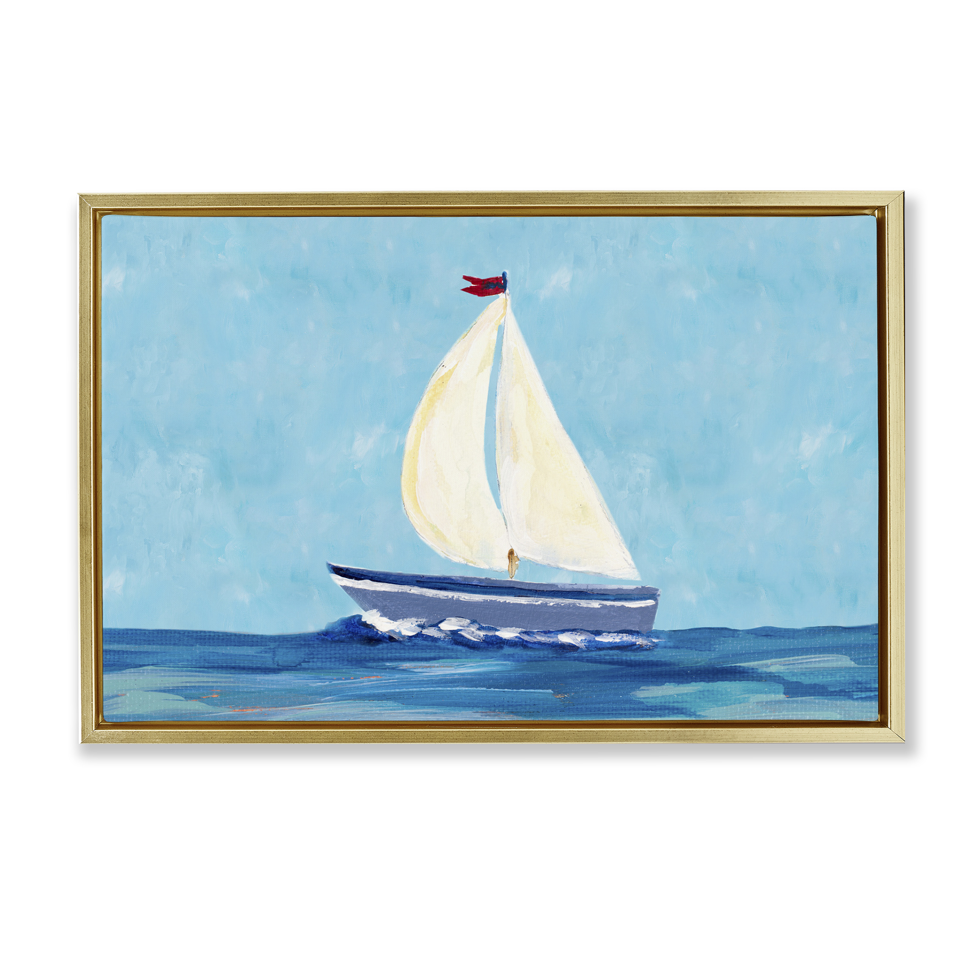 Stupell Industries Sail The Sea Transportation Painting Gold Floater Framed Canvas Art Print Wall Art, 25 x 17
