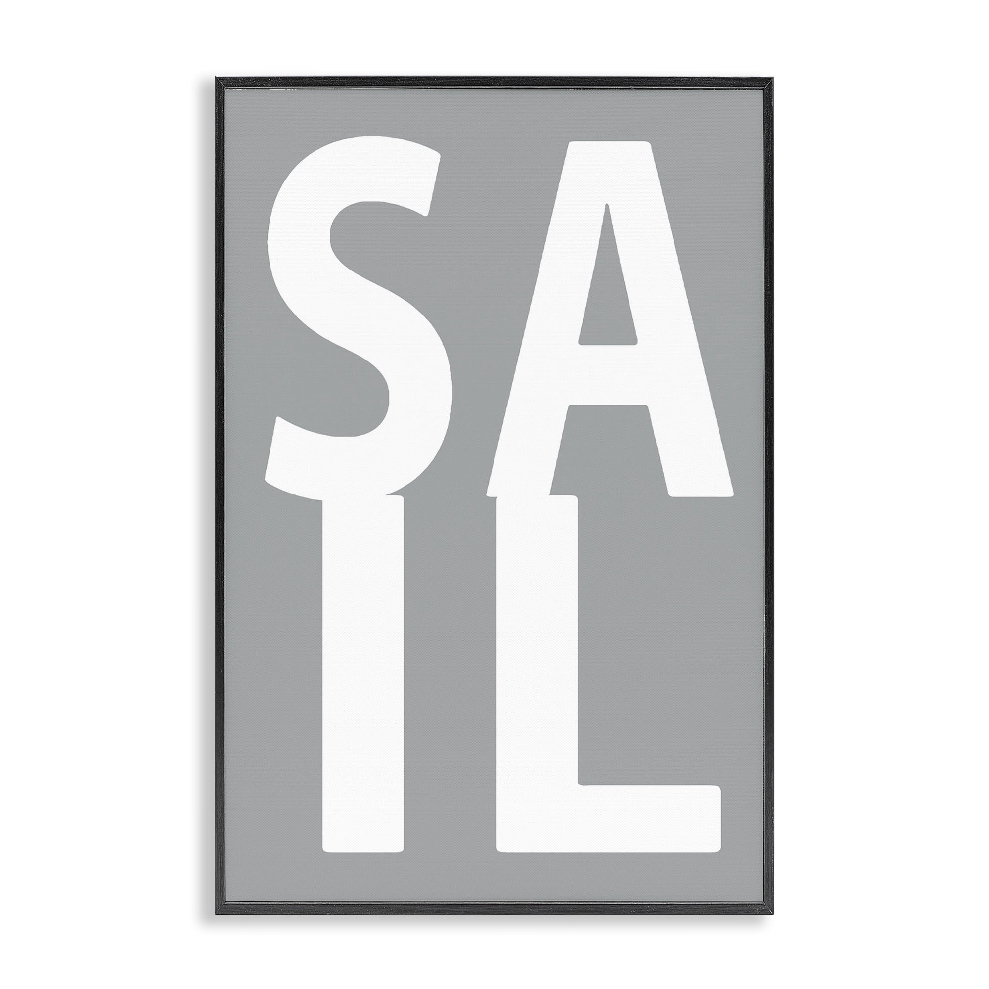 Stupell Industries Sail Word on Grey Typography Painting Black Framed Art Print Wall Art, 12 x 18