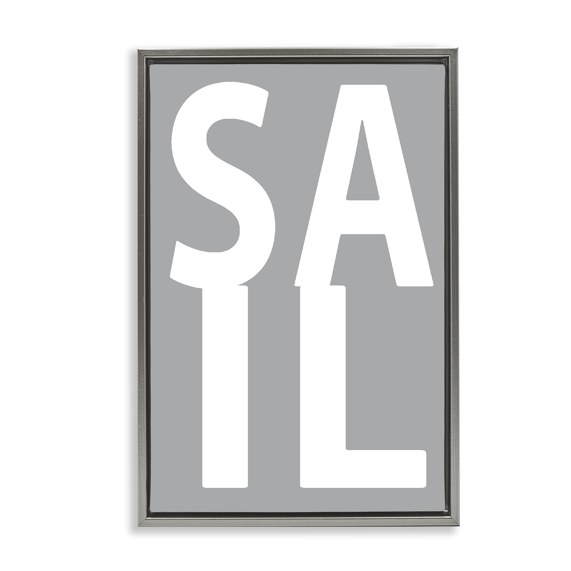 Stupell Industries Sail Word on Grey Typography Painting Gray Floater Framed Art Print Wall Art, 21 x 31