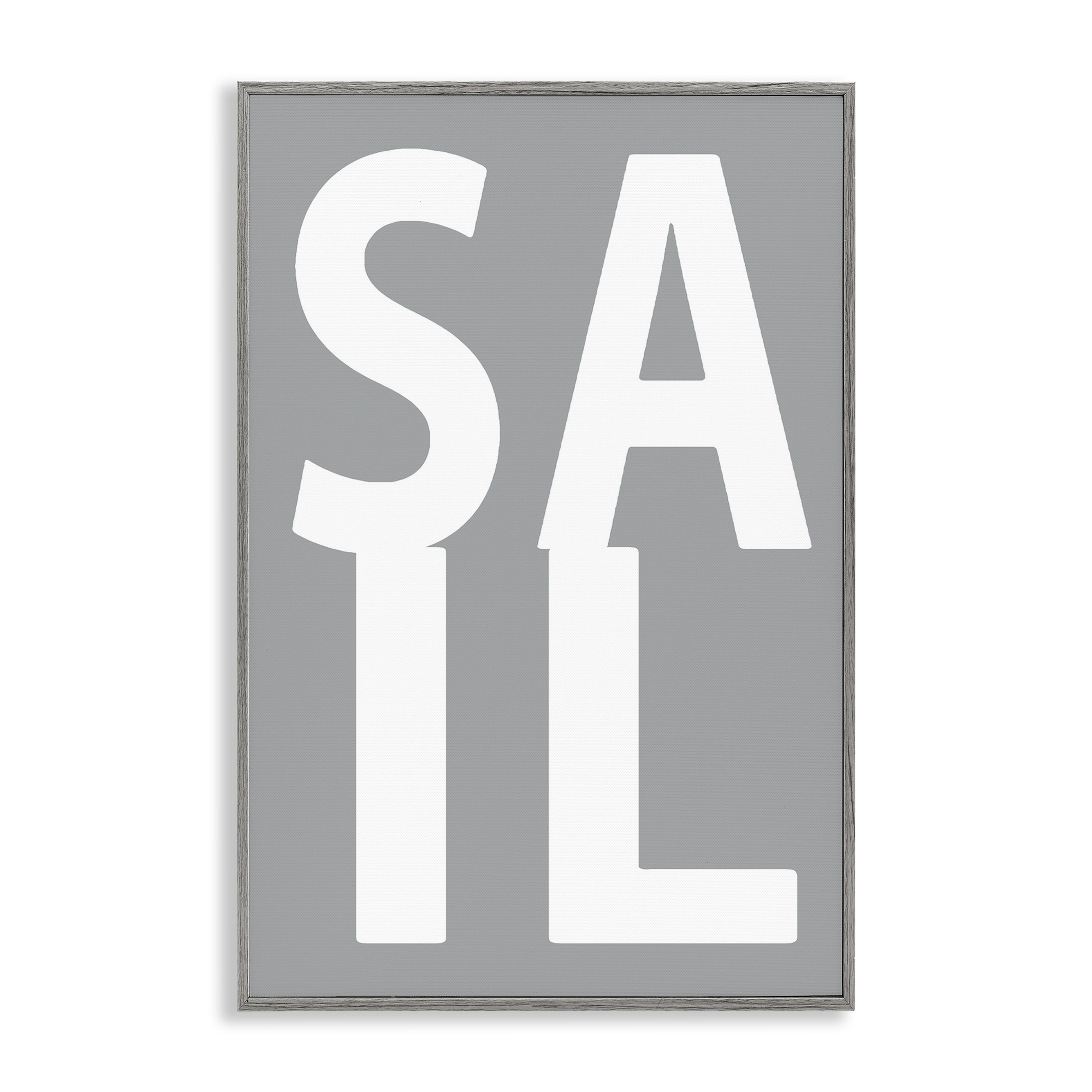 Stupell Industries Sail Word on Grey Typography Painting Gray Framed Art Print Wall Art, 16 x 24