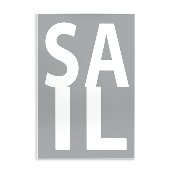 Stupell Industries Sail Word on Grey Typography Painting Unframed Art Print Wall Art, 10 x 15
