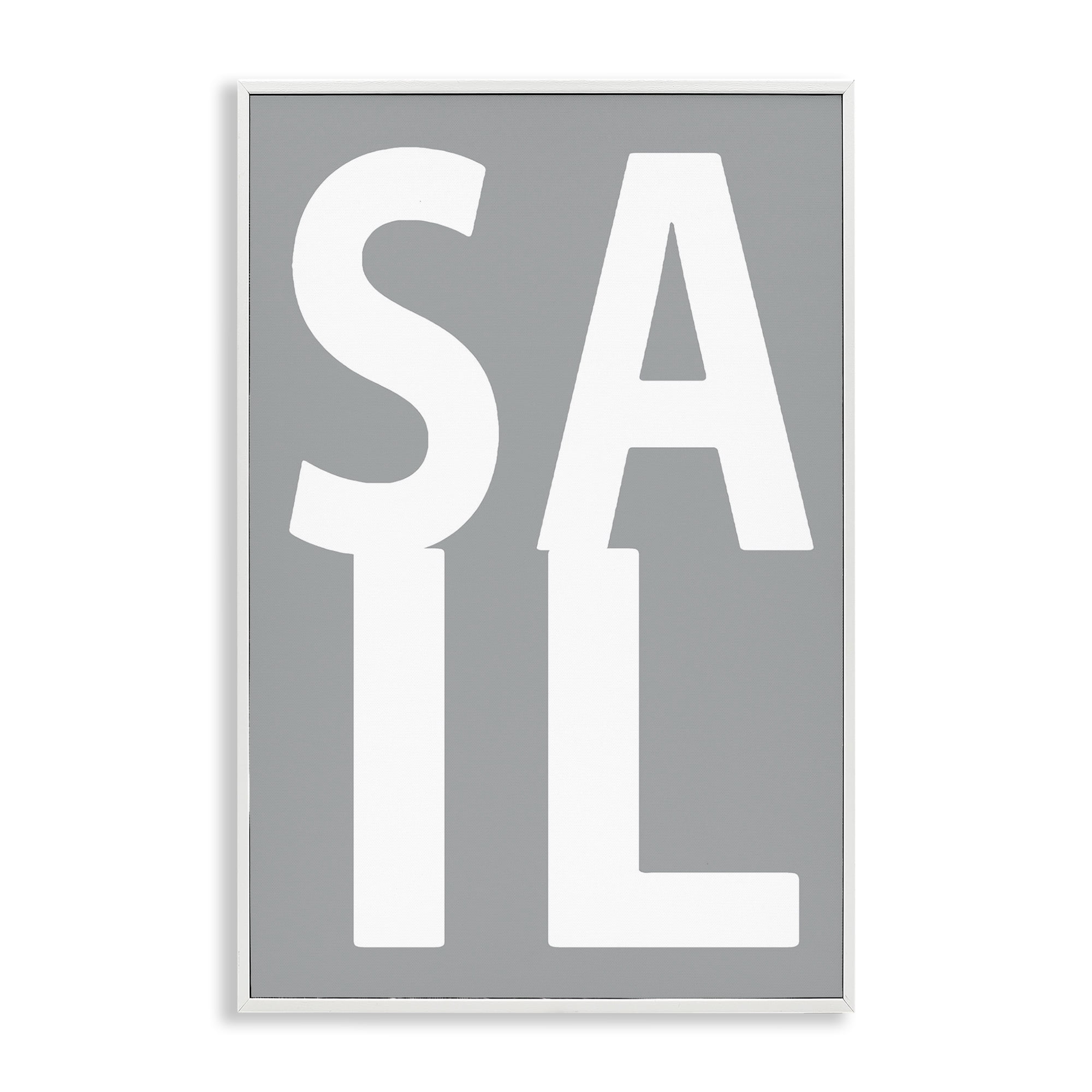 Stupell Industries Sail Word on Grey Typography Painting White Framed Art Print Wall Art, 20 x 30