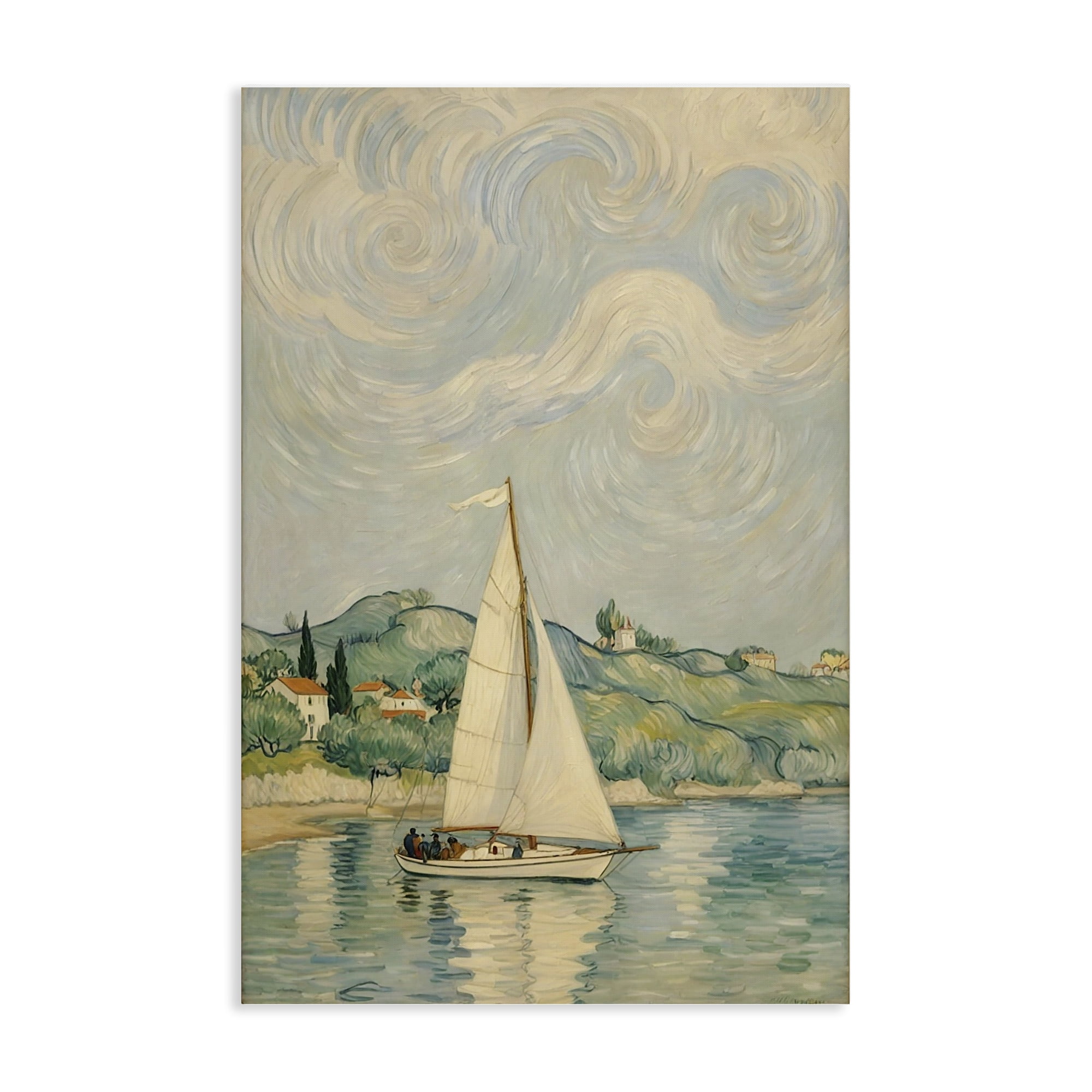 Stupell Industries Sailboat Beneath Swirling Clouds Canvas Wall Art, design by Angie Hawke