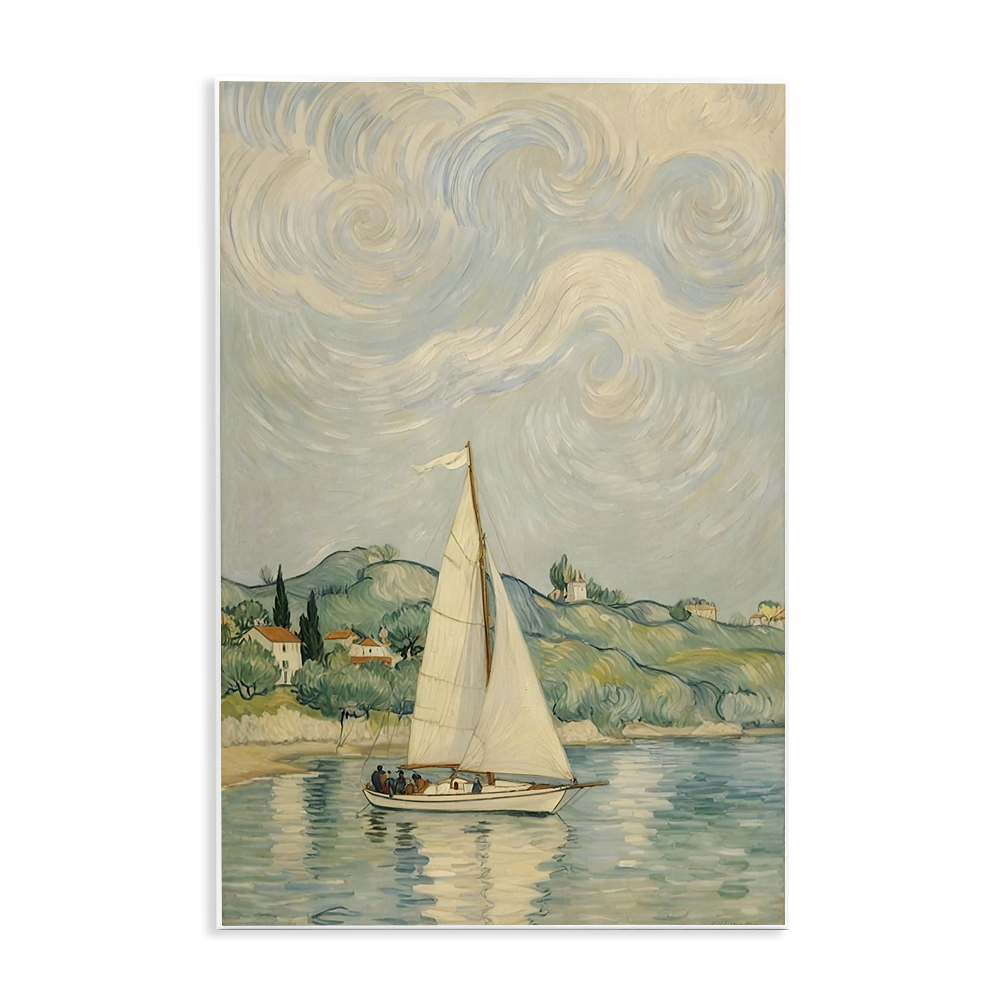 Stupell Industries Sailboat Beneath Swirling Clouds Wall Plaque Art, design by Angie Hawke