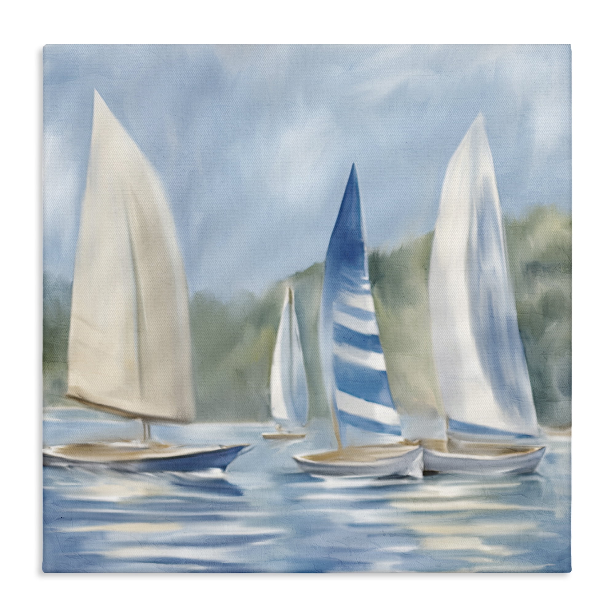 Stupell Industries Sailboat Day Painting Coastal Painting Gallery Wrapped Canvas Art Print Wall Art, 36 x 36