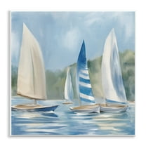 Stupell Industries Sailboat Day Painting Coastal Painting Unframed Art Print Wall Art, 12 x 12