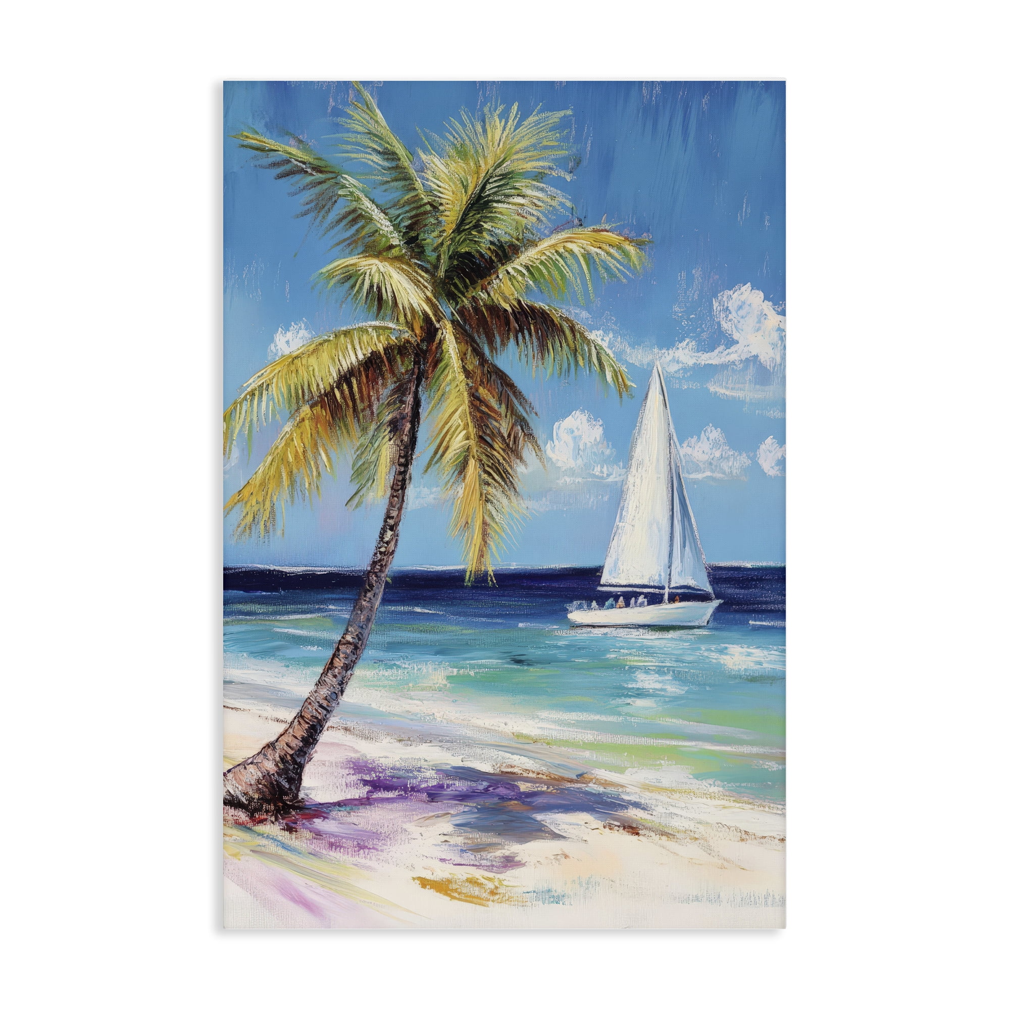Stupell Industries Sailboat Delight with Palm Tree Canvas Wall Art, design by Petal Prints Design