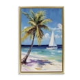 thumbnail image 1 of Stupell Industries Coastal Sailboat Delight with Palm Tree Gold Floating Frame Canvas Art, 17 x 25, by Petals Prints Design, 1 of 8