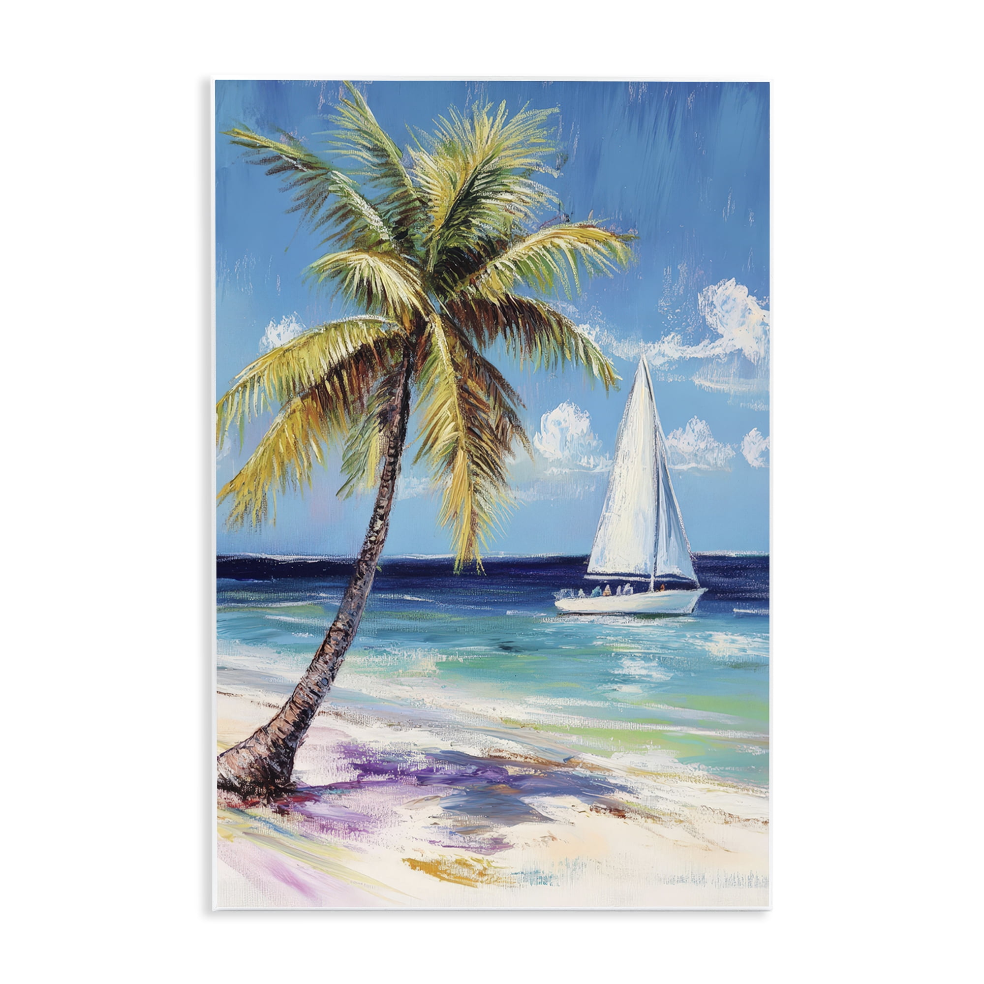 Stupell Industries Sailboat Delight with Palm Tree Wall Plaque Art, design by Petal Prints Design