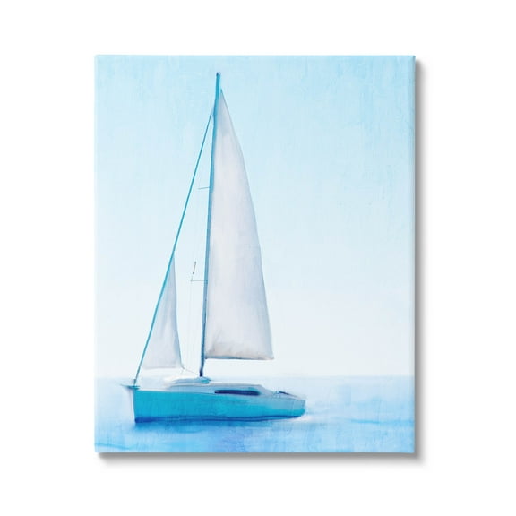 Stupell Industries Sailboat Drifting Blue Ocean Sky Graphic Art Gallery Wrapped Canvas Print Wall Art, Design by Kim Allen