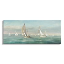 Stupell Industries Sailboat Fleet Ocean Waves Transportation Painting Gallery Wrapped Canvas Print Wall Art, 24 x 10