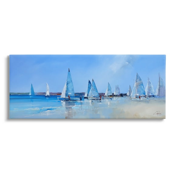Stupell Industries Sailboat Fleet & Sailors Transportation Painting Gallery Wrapped Canvas Art Print Wall Art, 48 x 20