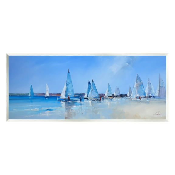 Stupell Industries Sailboat Fleet & Sailors Transportation Painting Unframed Art Print Wall Art, 17 x 7
