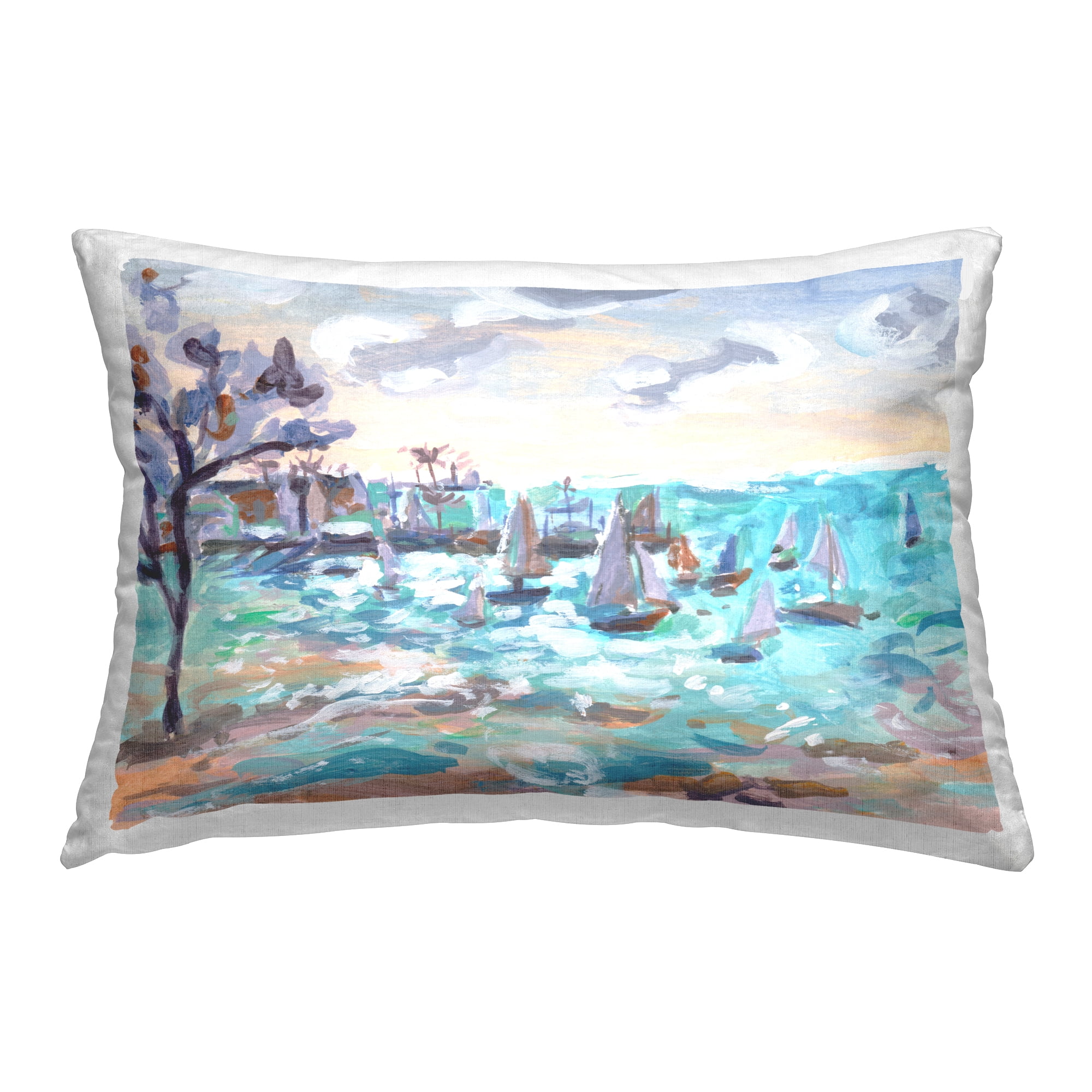 Stupell Industries Sailboat Fleet by Shore Decorative Printed Throw Pillow Design by Melissa Wang .