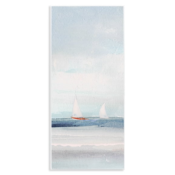 Stupell Industries Sailboat Pair Floating Nautical & Beach Painting Unframed Art Print Wall Art, 7 x 17