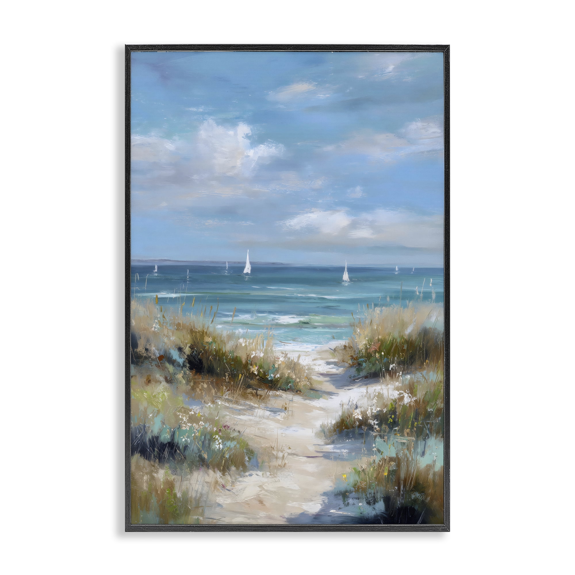 Stupell Industries Sailboat Path Impression Black Framed Giclee Art, design by Petal Prints Design