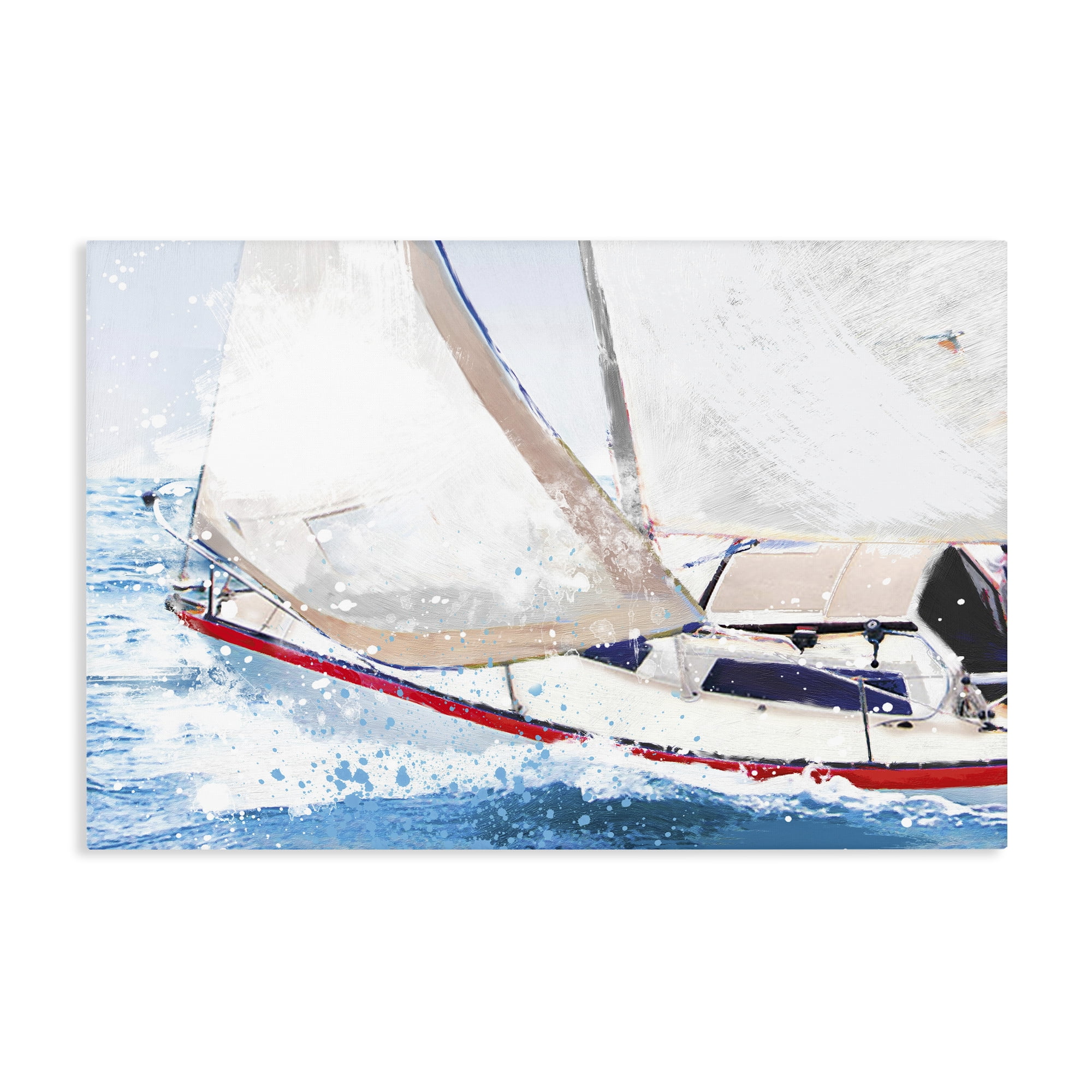 Stupell Industries Sailboat Racing Through Blue Waves Canvas Wall Art, design by Porter Hastings