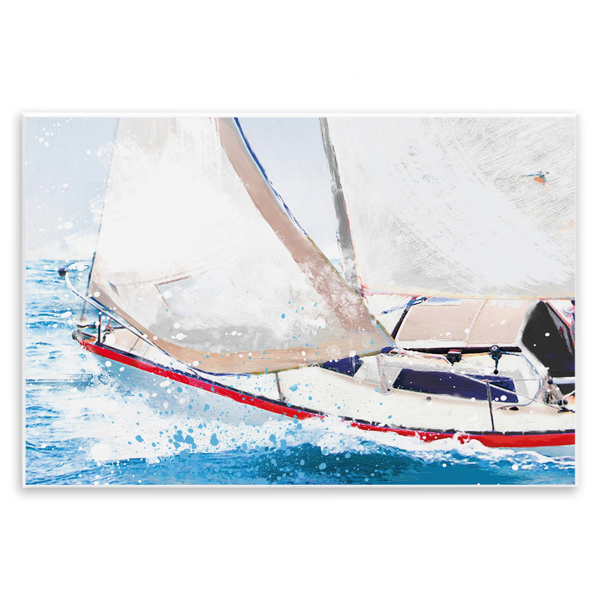 Stupell Industries Sailboat Racing Through Blue Waves Wall Plaque Art, design by Porter Hastings