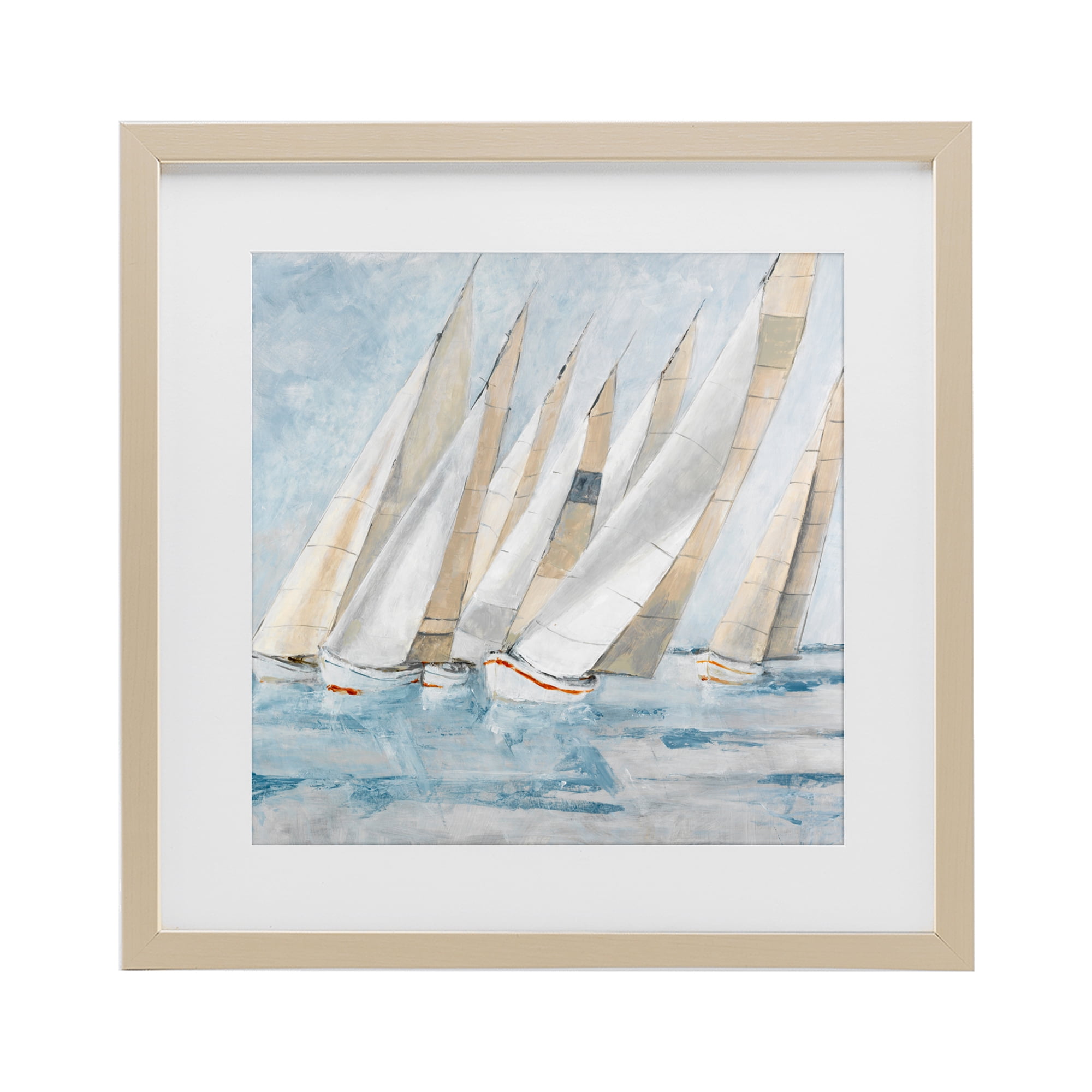 Stupell Industries Sailboat Regatta Coastal Scene Birch Framed Print Under Glass, design by Lorenzo Collective