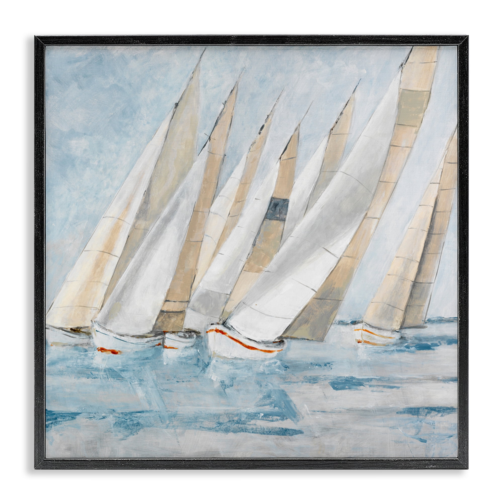 Stupell Industries Sailboat Regatta Coastal Scene Black Framed Giclee Art, design by Lorenzo Collective