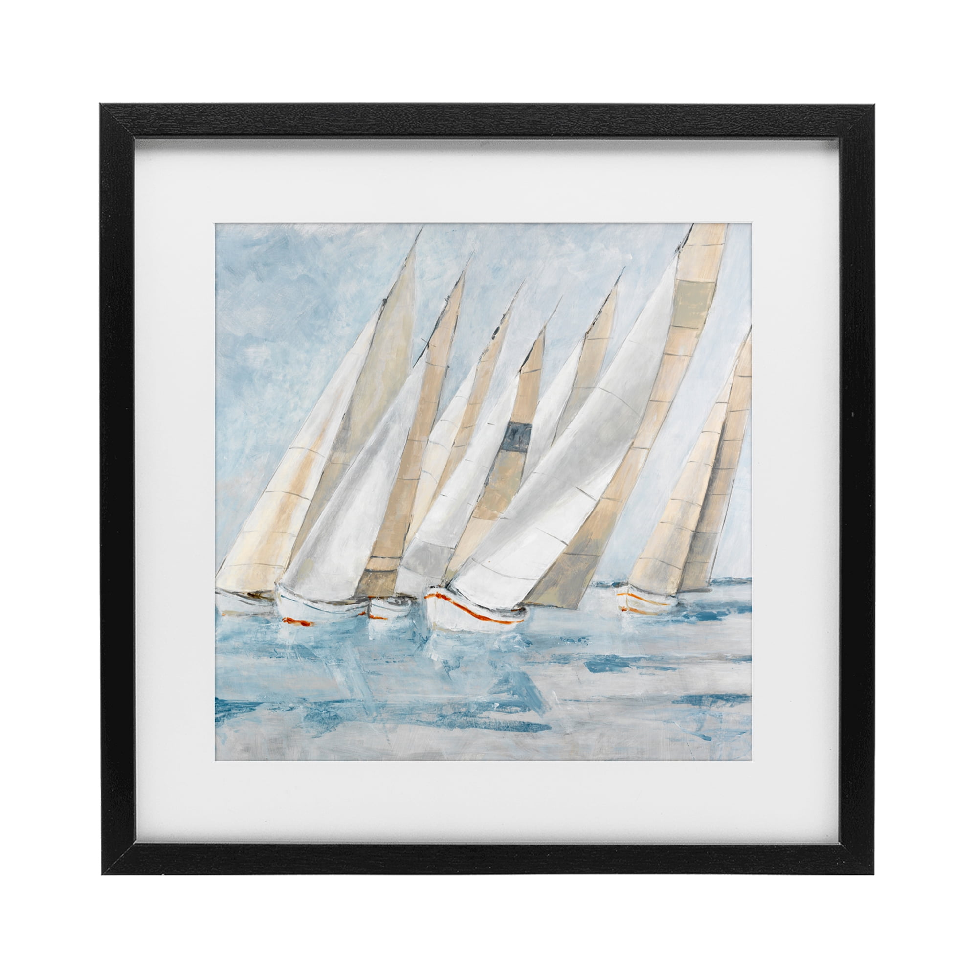 Stupell Industries Sailboat Regatta Coastal Scene Black Framed Print Under Glass, design by Lorenzo Collective