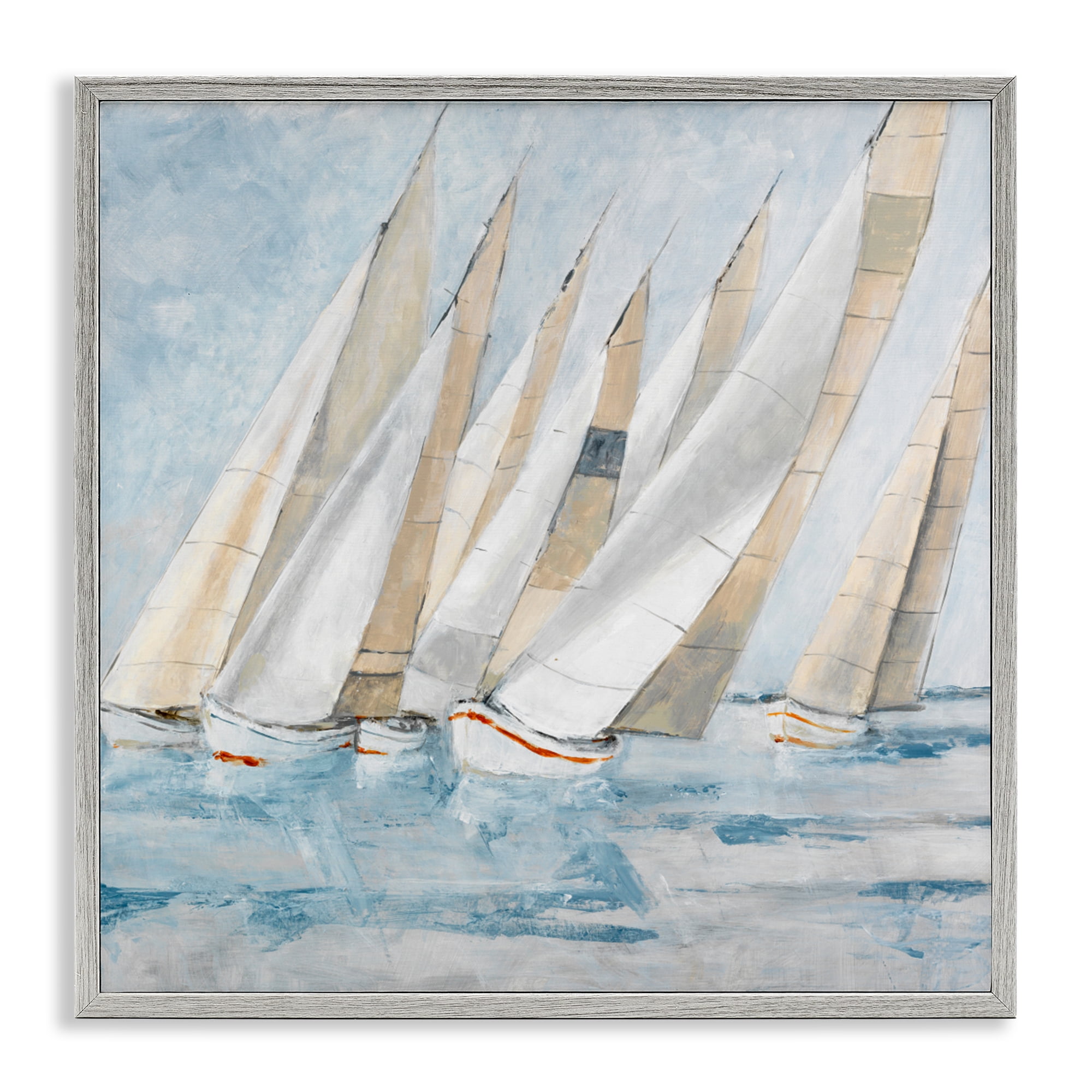 Stupell Industries Sailboat Regatta Coastal Scene Gray Framed Giclee Art, design by Lorenzo Collective